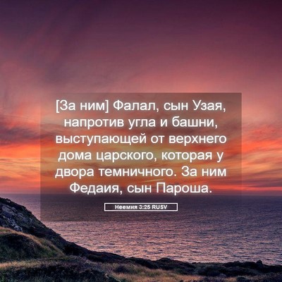 Picture 05 - Неемия 3:25 RUSV - [За ним] Фалал, сын Узая, - Bible Verse Picture