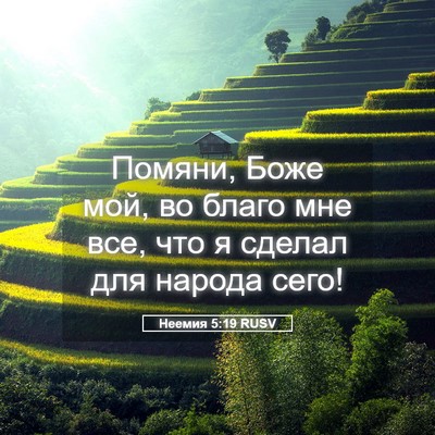 Picture 05 - Неемия 5:19 RUSV - Помяни, Боже мой, во благо - Bible Verse Picture