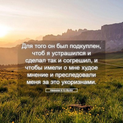 Picture 05 - Неемия 6:13 RUSV - Для того он был подкуплен, - Bible Verse Picture