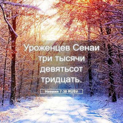 Picture 05 - Неемия 7:38 RUSV - Уроженцев Сенаи три тысячи - Bible Verse Picture