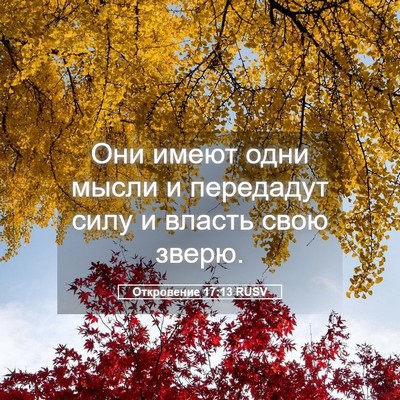 Picture 05 - Откровение 17:13 RUSV - Они имеют одни мысли и - Bible Verse Picture