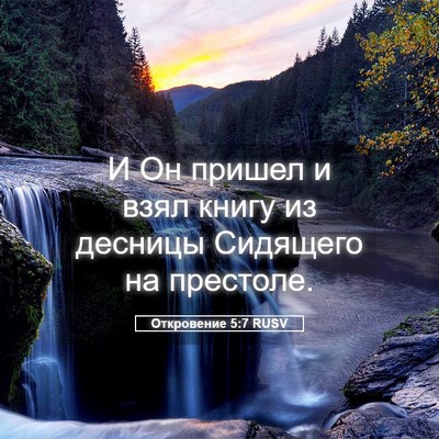 Picture 05 - Откровение 5:7 RUSV - И Он пришел и взял книгу из - Bible Verse Picture