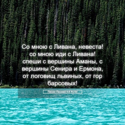 Picture 05 - Песни Песней 4:8 RUSV - Со мною с Ливана, невеста! - Bible Verse Picture