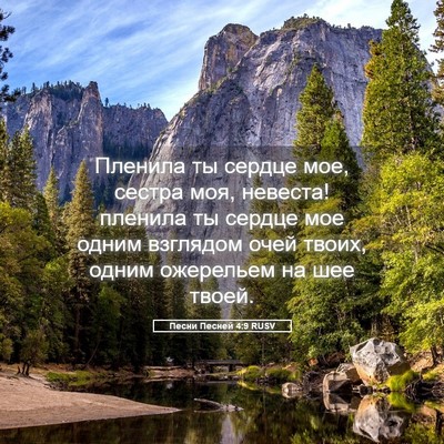 Picture 05 - Песни Песней 4:9 RUSV - Пленила ты сердце мое, - Bible Verse Picture