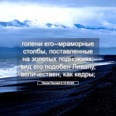 Picture 05 - Песни Песней 5:15 RUSV - голени его--мраморные - Bible Verse Picture