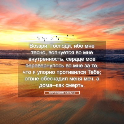 Picture 05 - Плач Иеремии 1:20 RUSV - Воззри, Господи, ибо мне - Bible Verse Picture