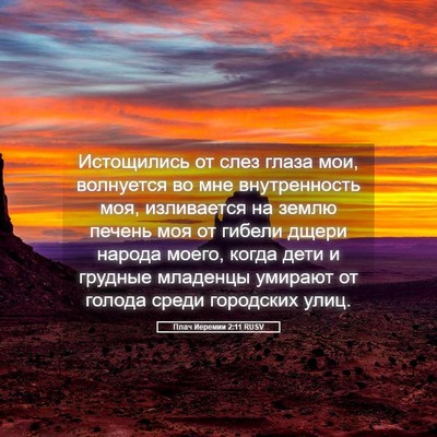 Picture 05 - Плач Иеремии 2:11 RUSV - Истощились от слез глаза - Bible Verse Picture