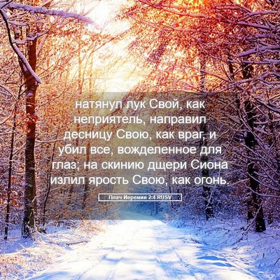 Picture 05 - Плач Иеремии 2:4 RUSV - натянул лук Свой, как - Bible Verse Picture