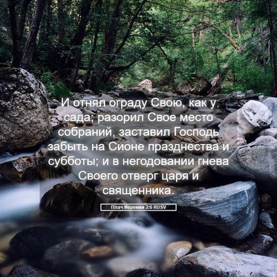 Picture 05 - Плач Иеремии 2:6 RUSV - И отнял ограду Свою, как у - Bible Verse Picture