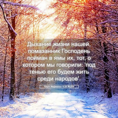 Picture 05 - Плач Иеремии 4:20 RUSV - Дыхание жизни нашей, - Bible Verse Picture