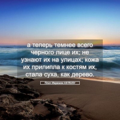 Picture 05 - Плач Иеремии 4:8 RUSV - а теперь темнее всего - Bible Verse Picture