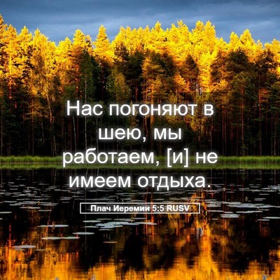 Picture 05 - Плач Иеремии 5:5 RUSV - Нас погоняют в шею, мы - Bible Verse Picture