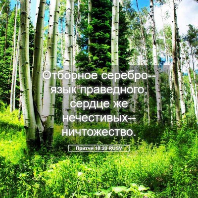 Picture 05 - Притчи 10:20 RUSV - Отборное серебро--язык - Bible Verse Picture