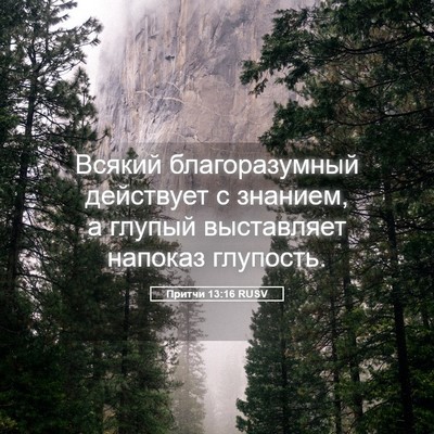 Picture 05 - Притчи 13:16 RUSV - Всякий благоразумный - Bible Verse Picture