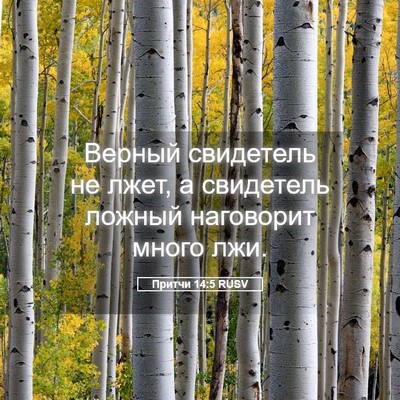 Picture 05 - Притчи 14:5 RUSV - Верный свидетель не лжет, а - Bible Verse Picture