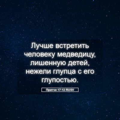 Picture 05 - Притчи 17:12 RUSV - Лучше встретить человеку - Bible Verse Picture