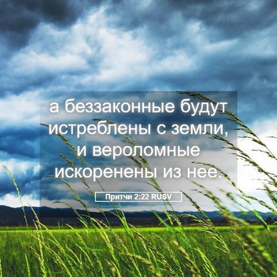 Picture 05 - Притчи 2:22 RUSV - а беззаконные будут - Bible Verse Picture