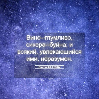 Picture 05 - Притчи 20:1 RUSV - Вино--глумливо, - Bible Verse Picture
