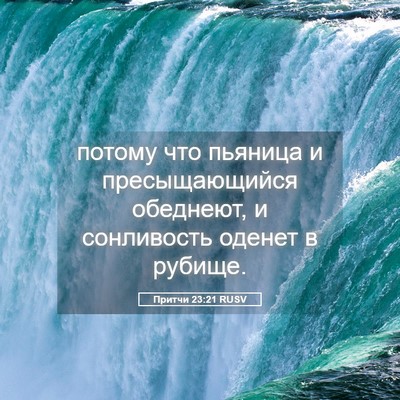 Picture 05 - Притчи 23:21 RUSV - потому что пьяница и - Bible Verse Picture