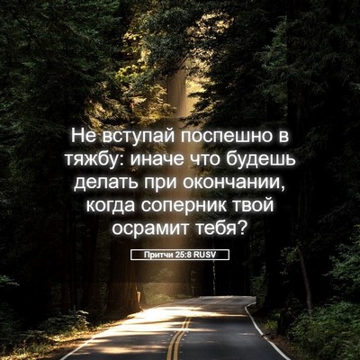 Picture 05 - Притчи 25:8 RUSV - Не вступай поспешно в - Bible Verse Picture
