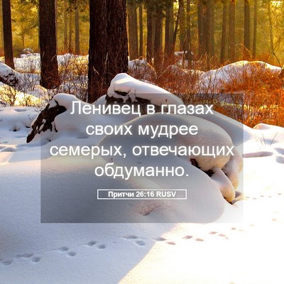Picture 05 - Притчи 26:16 RUSV - Ленивец в глазах своих - Bible Verse Picture