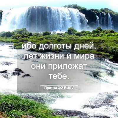 Picture 05 - Притчи 3:2 RUSV - ибо долготы дней, лет жизни - Bible Verse Picture