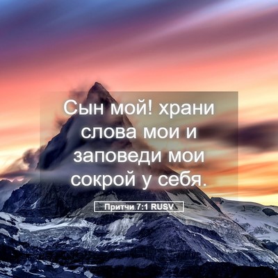Picture 05 - Притчи 7:1 RUSV - Сын мой! храни слова мои и - Bible Verse Picture