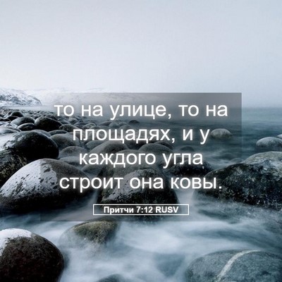 Picture 05 - Притчи 7:12 RUSV - то на улице, то на площадях, - Bible Verse Picture