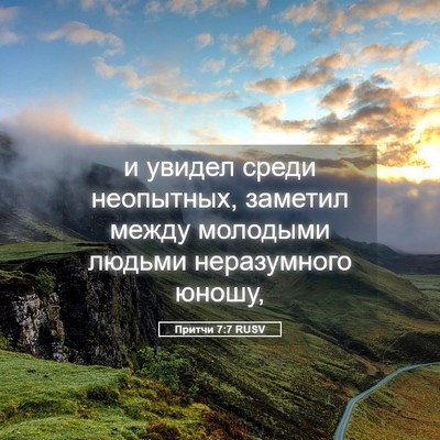 Picture 05 - Притчи 7:7 RUSV - и увидел среди неопытных, - Bible Verse Picture