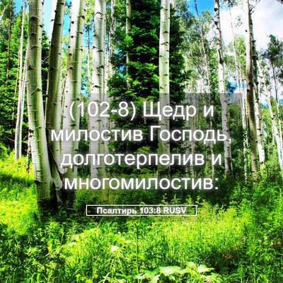 Picture 05 - Псалтирь 103:8 RUSV - (102-8) Щедр и милостив - Bible Verse Picture