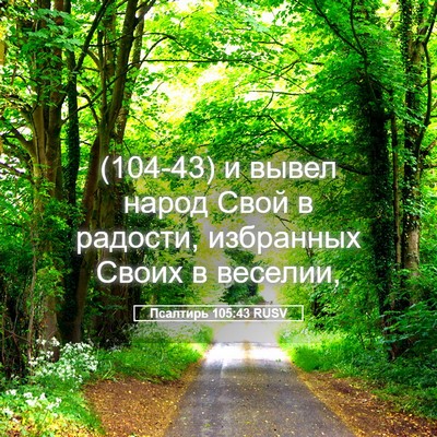 Picture 05 - Псалтирь 105:43 RUSV - (104-43) и вывел народ Свой в - Bible Verse Picture