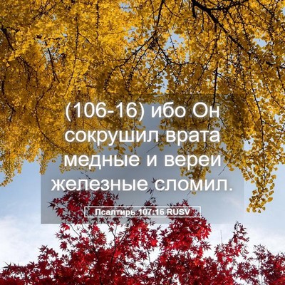 Picture 05 - Псалтирь 107:16 RUSV - (106-16) ибо Он сокрушил врата - Bible Verse Picture