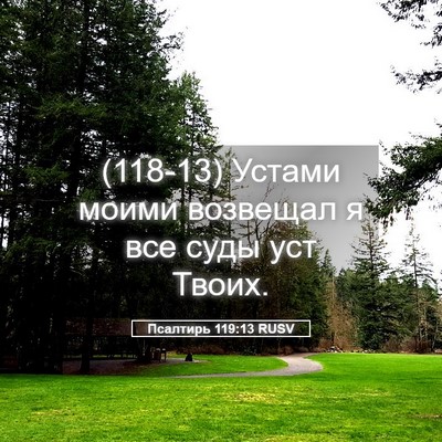 Picture 05 - Псалтирь 119:13 RUSV - (118-13) Устами моими возвещал - Bible Verse Picture