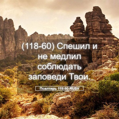 Picture 05 - Псалтирь 119:60 RUSV - (118-60) Спешил и не медлил - Bible Verse Picture