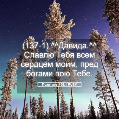 Picture 05 - Псалтирь 138:1 RUSV - (137-1) ^^Давида.^^ Славлю Тебя - Bible Verse Picture