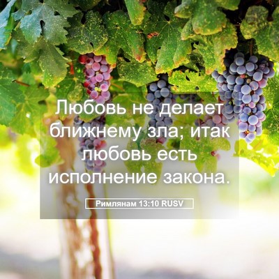 Picture 05 - Римлянам 13:10 RUSV - Любовь не делает ближнему - Bible Verse Picture