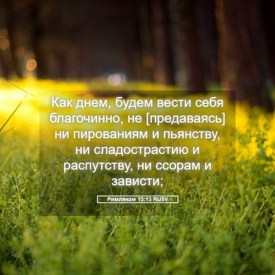 Picture 05 - Римлянам 13:13 RUSV - Как днем, будем вести себя - Bible Verse Picture