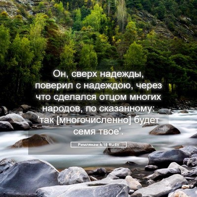 Picture 05 - Римлянам 4:18 RUSV - Он, сверх надежды, поверил - Bible Verse Picture