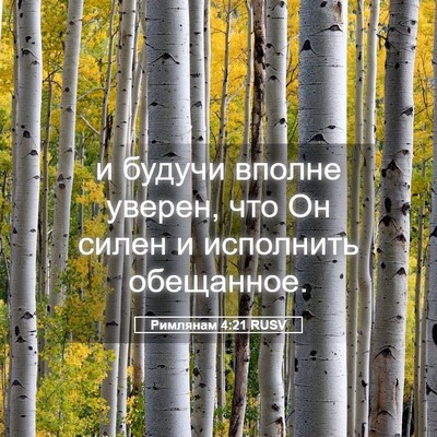 Picture 05 - Римлянам 4:21 RUSV - и будучи вполне уверен, что - Bible Verse Picture