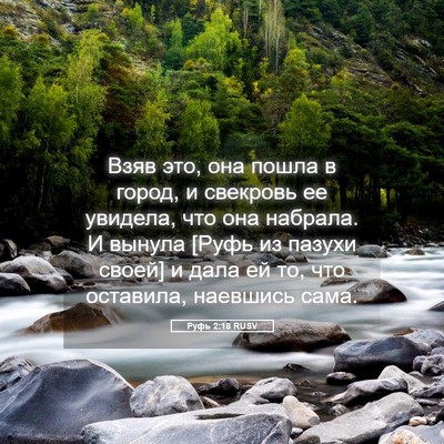 Picture 05 - Руфь 2:18 RUSV - Взяв это, она пошла в город, - Bible Verse Picture