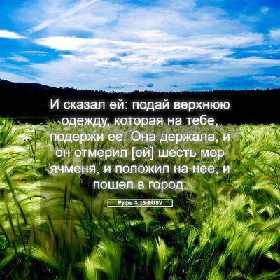Picture 05 - Руфь 3:15 RUSV - И сказал ей: подай верхнюю - Bible Verse Picture