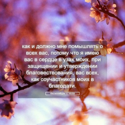 Picture 05 - Филиппийцам 1:7 RUSV - как и должно мне помышлять - Bible Verse Picture