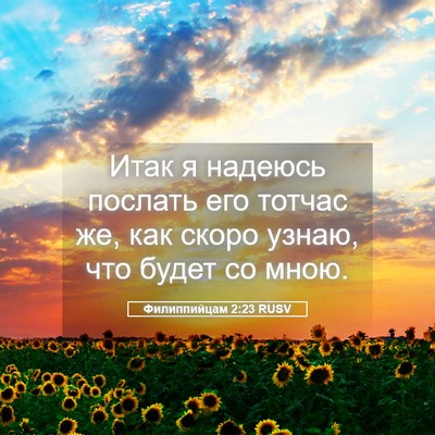 Picture 05 - Филиппийцам 2:23 RUSV - Итак я надеюсь послать его - Bible Verse Picture