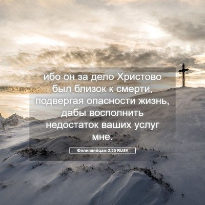 Picture 05 - Филиппийцам 2:30 RUSV - ибо он за дело Христово был - Bible Verse Picture