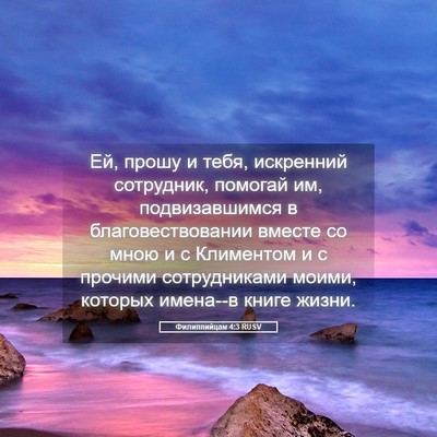 Picture 05 - Филиппийцам 4:3 RUSV - Ей, прошу и тебя, искренний - Bible Verse Picture
