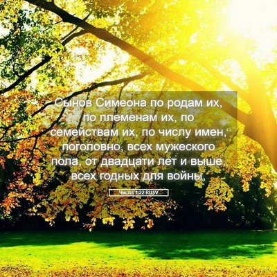 Picture 05 - Числа 1:22 RUSV - Сынов Симеона по родам их, - Bible Verse Picture