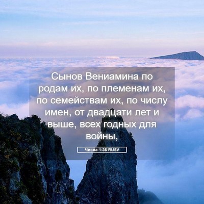 Picture 05 - Числа 1:36 RUSV - Сынов Вениамина по родам - Bible Verse Picture