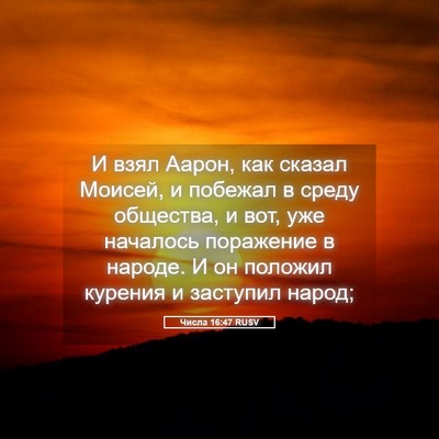 Picture 05 - Числа 16:47 RUSV - И взял Аарон, как сказал - Bible Verse Picture