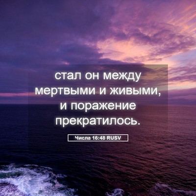 Picture 05 - Числа 16:48 RUSV - стал он между мертвыми и - Bible Verse Picture