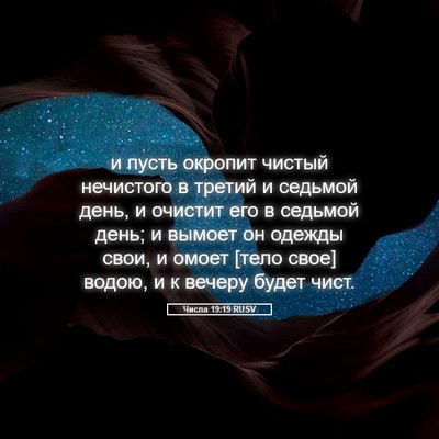 Picture 05 - Числа 19:19 RUSV - и пусть окропит чистый - Bible Verse Picture